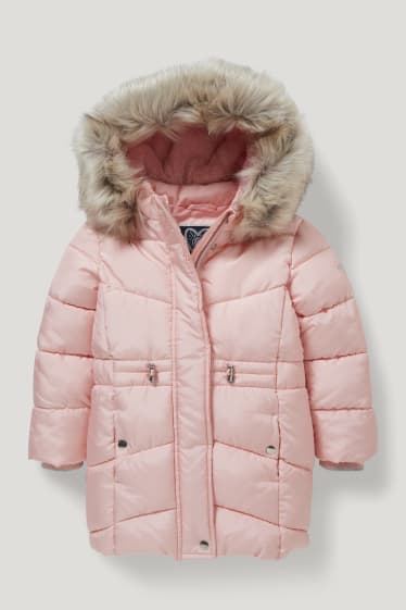 Toddler Girls - Giacca trapuntata cappuccio e inserto in pelo - rosa