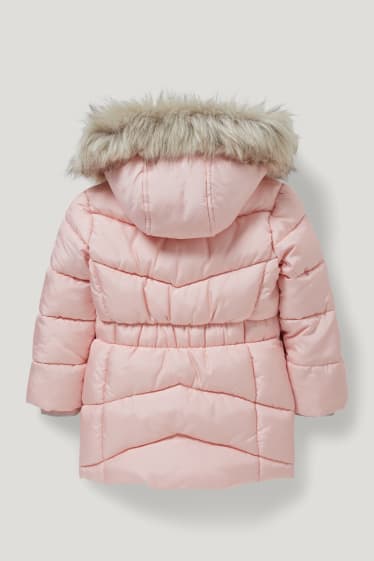 Toddler Girls - Giacca trapuntata cappuccio e inserto in pelo - rosa