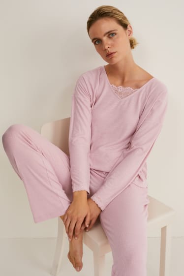 Damen - Pyjama-Oberteil - rosa