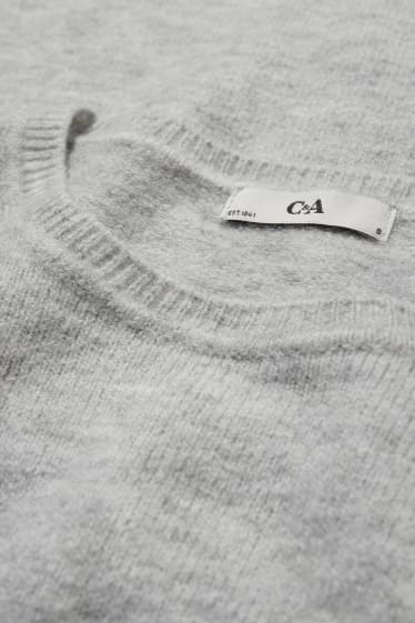 Women - Basic knitted dress - light gray-melange