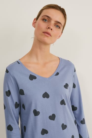 Damen - Bigshirt - gemustert - blau