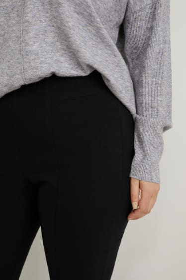 Dámské - Plátěné kalhoty - high waist - LYCRA® - černá