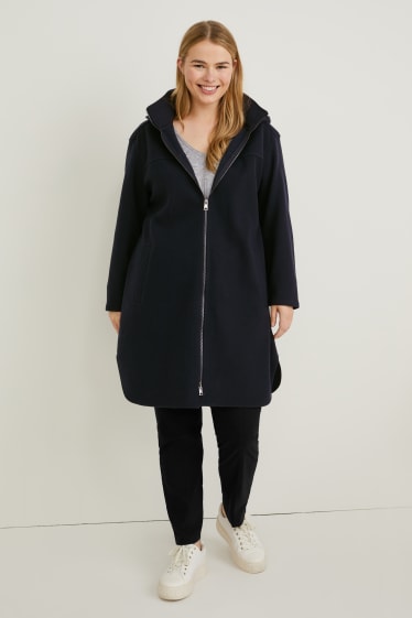 Femmes - Manteau à capuche - bleu foncé