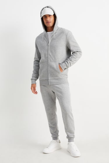 Heren - Sweatvest met capuchon - grijs-mix
