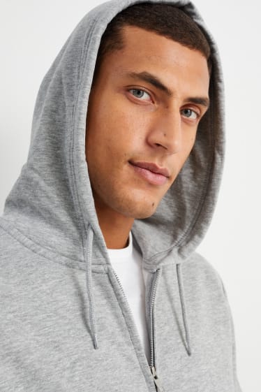 Heren - Sweatvest met capuchon - grijs-mix