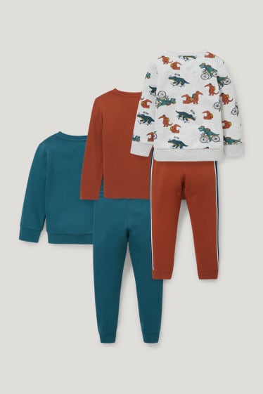 Exclusief online - Set - 2 sweatshirts, 1 longsleeve en 2 joggingbroeken - donkerturquoise