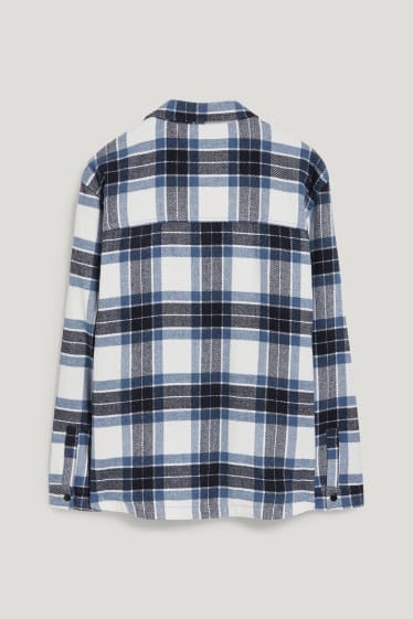 Esclusiva online - CLOCKHOUSE - giacca a camicia in flanella - relaxed fit - collo all'italiana - quadretti - blu scuro / bianco