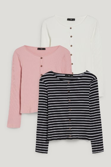Niñas - Pack de 3 - camisetas de manga larga - blanco