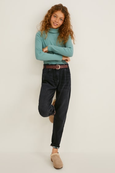 Niñas - Regular jeans con cinturón - vaqueros - gris oscuro