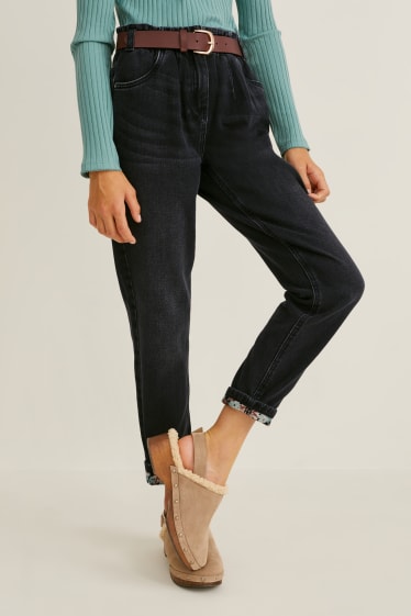 Niñas - Regular jeans con cinturón - vaqueros - gris oscuro