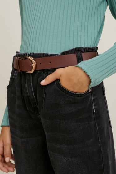 Niñas - Regular jeans con cinturón - vaqueros - gris oscuro