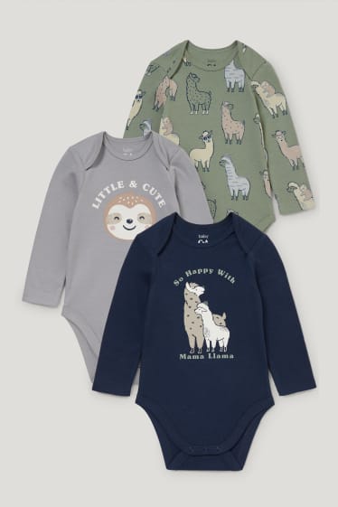 Baby Girls - Wielopak, 3 szt. - body niemowlęce - bawełna bio - szary