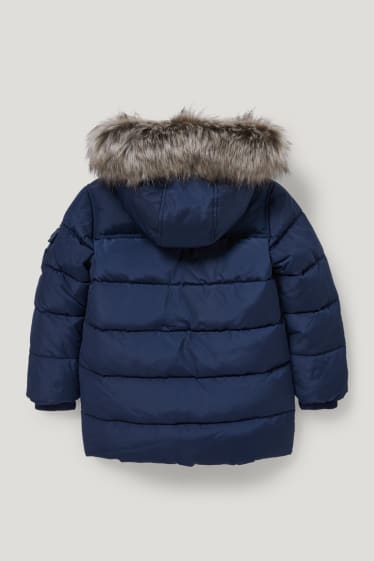 Niños - Plumífero con capucha y pelo sintético - azul oscuro