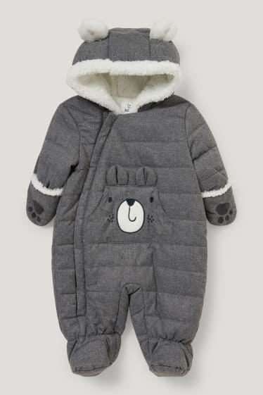 Bébé garçons - Combinaison de ski pour bébé avec capuche - gris chiné