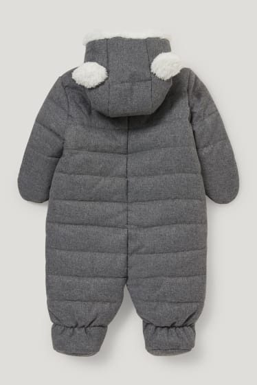Bebés niños - Mono de nieve para bebé con capucha - gris jaspeado