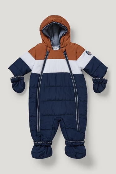 Baby Boys - Tuta da neve con cappuccio per neonati - blu scuro