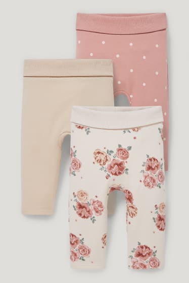 Bebés niñas - Pack de 3 - leggings térmicos para bebé - rosa / beis