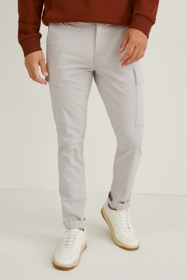Hommes - Pantalon cargo - tapered fit - beige