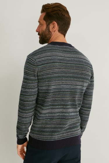 Hommes - Pullover - à rayures - vert