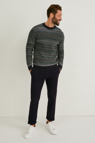 Hommes - Pullover - à rayures - vert