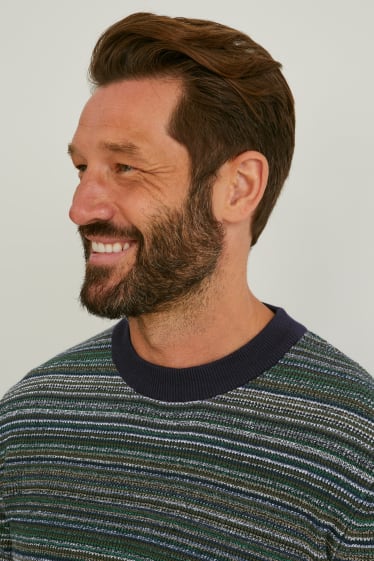 Hommes - Pullover - à rayures - vert