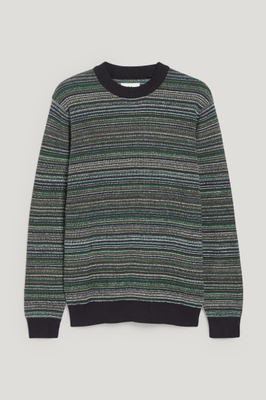 Hommes - Pullover - à rayures - vert