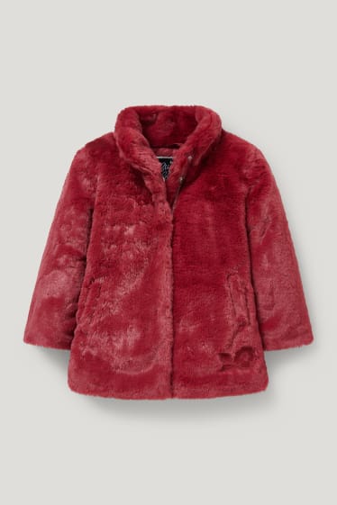 Filles - Veste en fausse fourrure - bordeaux