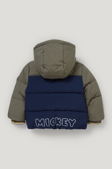 Baby Boys - Mickey Mouse - jachetă matlasată cu glugă bebeluși - verde închis / albastru închis