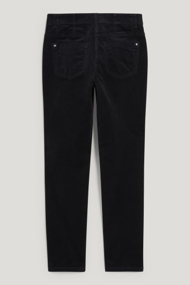 Dames - Broek van corduroy - mid waist - slim fit - LYCRA® - zwart