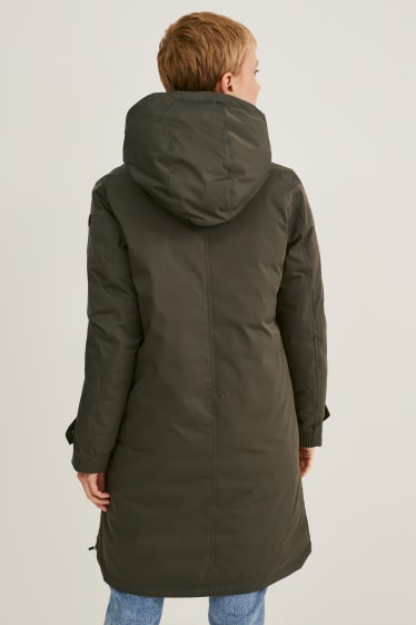 Kobiety - Płaszcz funkcyjny z kapturem - THERMOLITE® - ciemnozielony