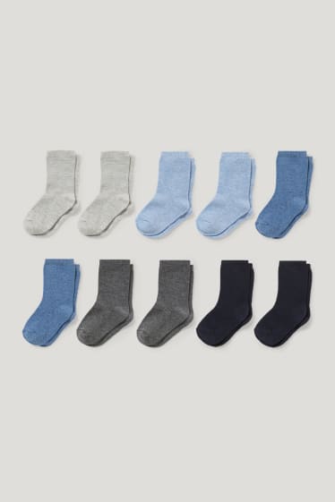 Bébé garçons - Lot de 10 paires - chaussettes pour bébé - gris clair / bleu foncé