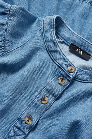 Damen - Jeanskleid mit Gürtel - jeans-blau