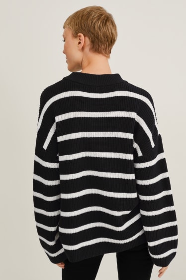 Kobiety - Sweter - w paski - czarny / biały
