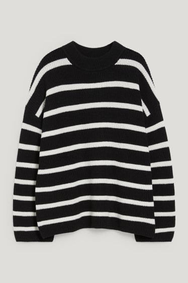Kobiety - Sweter - w paski - czarny / biały