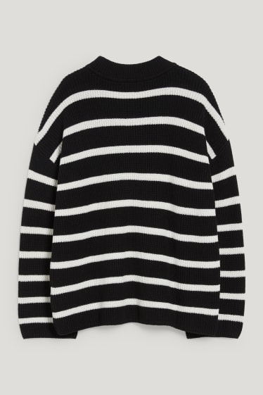 Kobiety - Sweter - w paski - czarny / biały