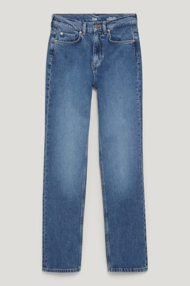 Women - Straight jeans - high waist - denim-blue