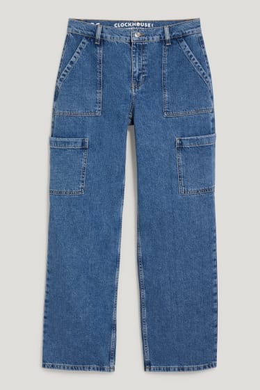 Clockhouse Girls - CLOCKHOUSE - straight jeans - jeans cargo - denim-albastru