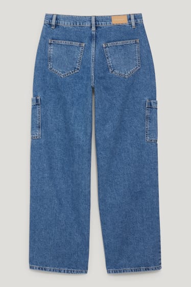 Clockhouse Girls - CLOCKHOUSE - straight jeans - jeans cargo - denim-albastru
