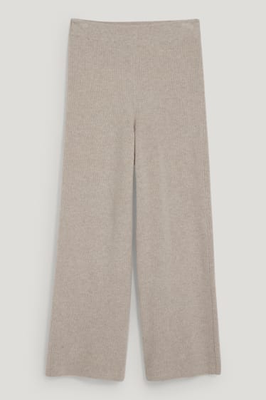 Dames - Broek van kasjmier - beige-mix