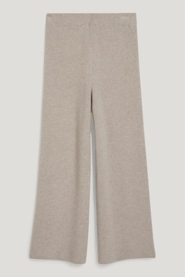 Dames - Broek van kasjmier - beige-mix