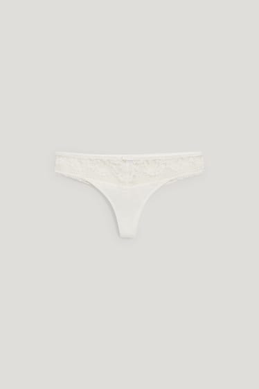 Mujer - Tanga - LYCRA® - blanco roto