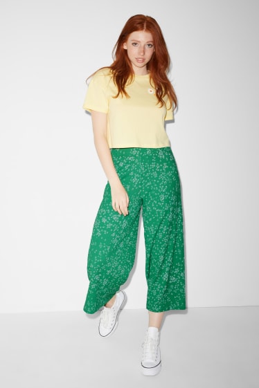 Exclusivo online - CLOCKHOUSE - culotte - high waist - de flores - verde