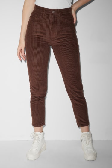 Clockhouse niñas - CLOCKHOUSE - pantalón de pana - mid waist - relaxed fit - marrón oscuro