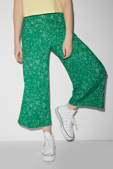 Exclusivo online - CLOCKHOUSE - culotte - high waist - de flores - verde
