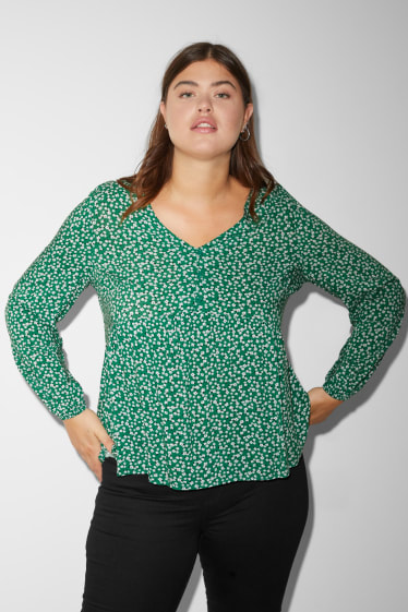 Femei XL - CLOCKHOUSE - bluză - cu flori - verde