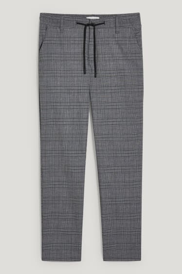 Heren - Pantalon - tapered fit - geruit - donkergrijs / lichtgrijs