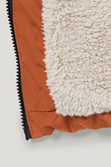 Bébé garçons - Parka bébé à capuche avec une garniture de fausse fourrure - havane