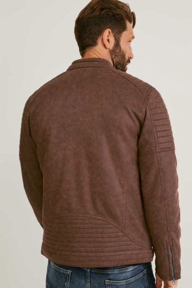 Hommes - Blouson motard - similicuir - marron