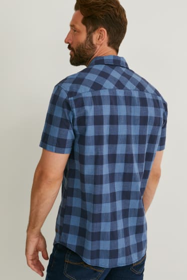 Hombre - MUSTANG - camisa - slim fit - kent - de cuadros - azul / azul oscuro