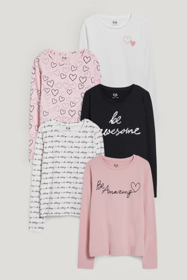 Niñas - Pack de 5 - camisetas de manga larga - blanco
